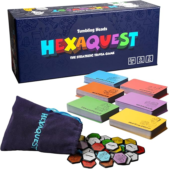 The Strategic Trivia Board Game – 1500 Questions, 6 Categories, 65 Hexagon Tiles, Premium Bag – Fun, Quick to Learn, Perfect for Game Nights, Families & Parties