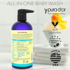 PURA D'OR All-in-One Baby Wash (16 Oz x3 = 48 Oz) USDA Biobased, Zero Sulfates, No Artificial Scents, Tear-Less, Hypoallergenic, Gentle, Calming 2-in-1 Baby Bath Wash & Shampoo