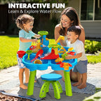 CozyBomB™ Water Table for Toddlers 3-5 | Outdoor Toys Water Play Table, Magnetic Fishing Toy Game, Summer Splash Pond Showers Sand Activity, Sensory Party Birthday Gift Kids Ages 4-8 9-12 (1-Tier)