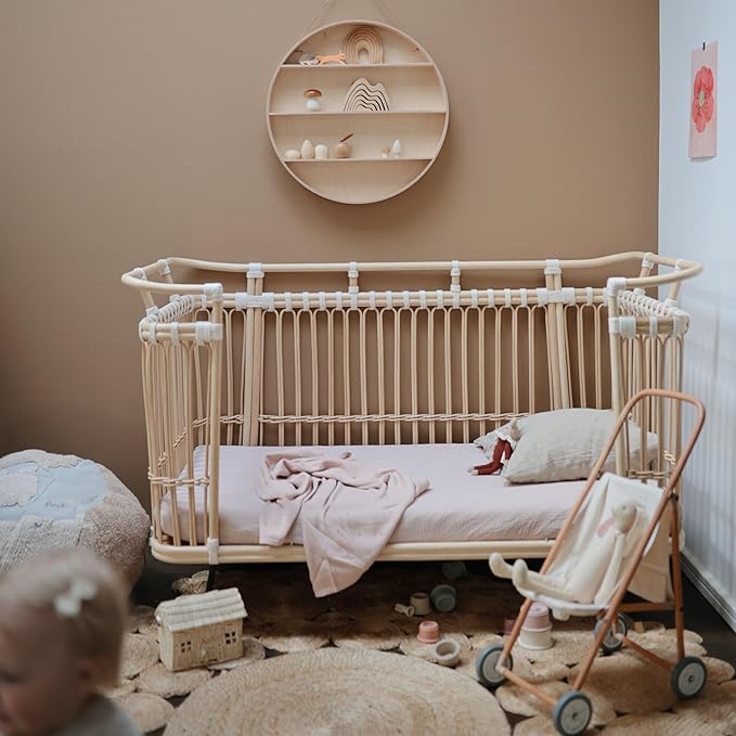 mushie Extra Soft Muslin Fitted Crib Sheet 2-Pack | 192 Thread Count | 28"x 52" (Blush/Fog)