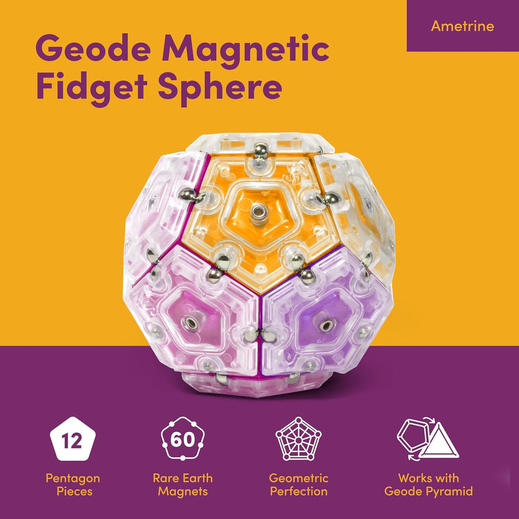 Speks Geode Sphere Magnetic Fidget Toy for Adults | Quiet Adult Sensory Toy for Stress Relief & Anxiety, Office Desk Toy & Top Gadget Gift Idea | Warm, 12-Piece Set
