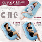 PILLANI Pregnancy Pillows for Sleeping - V C U Shaped 57inch Full Body Pillow with Removable Washable Cover, Cooling Maternity Pillow for Pregnant Women, Support for Back Belly Legs Hip