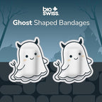 BioSwiss Bandages, Halloween Ghost Shaped Self Adhesive Bandage, Latex Free Sterile Wound Care, Fun First Aid Kit Supplies for Kids, 50 Count