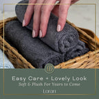 Charcoal Grey Washcloths Set of 6 Soft Facial Cloths 10” x 10” 100% Viscose Derived from Bamboo Spa-Like Feel Silky Face Cloth for Skin Cleansing
