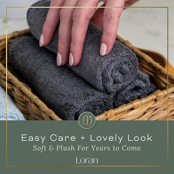 Charcoal Grey Washcloths Set of 6 Soft Facial Cloths 10” x 10” 100% Viscose Derived from Bamboo Spa-Like Feel Silky Face Cloth for Skin Cleansing
