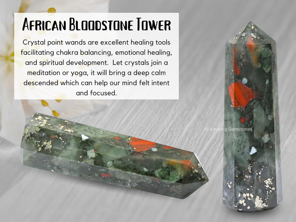 Amazing Gemstone African Bloodstone Crystal Towers ~ Natural Healing Crystal Point Obelisk for Reiki Healing and Crystal Grid (2" to 3" Inch)