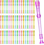 100 Pieces Mini Translucent Soprano Recorder Plastic 6 Hole Soprano Descant for Kids Bulk Baroque Style Musical Recorders Bulk for Beginners Kids Flute
