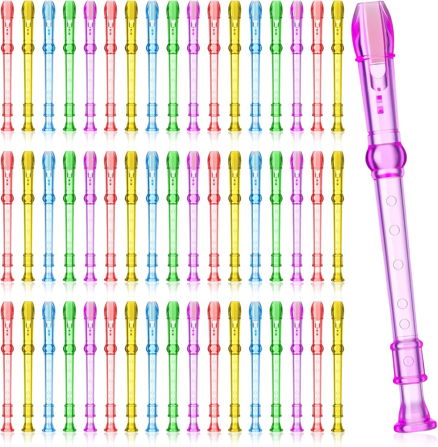 100 Pieces Mini Translucent Soprano Recorder Plastic 6 Hole Soprano Descant for Kids Bulk Baroque Style Musical Recorders Bulk for Beginners Kids Flute