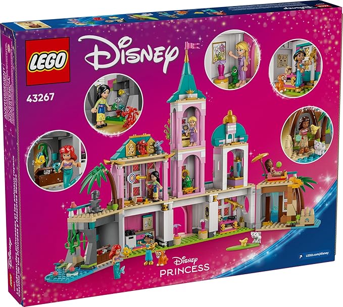 LEGO Disney Princess Castle & Royal Pets Kids Toy - Pretend Play Building Set for Girls and Boys, Ages 6+ - Includes Ariel, Rapunzel, Jasmine, Moana, and Mulan - Gift Idea for Birthdays - 43267