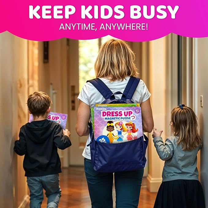 QUOKKA Magnetic Dress-Up Dolls for Girls Boys with 35 Magnetic Pieces - Creative Magnetic Play Set for Home or Travel - Perfect Magnetic Paper Dolls for Ages 3 and Up, Boost Storytelling with Princess