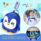 Accmor Toddler Harness Backpack Leash, Cute Penguin Kid Backpacks with Anti Lost Wrist Link, Mini Child Backpack Harness Leashes Walking Wristband Rope Travel Bag Harness Rein for Baby Girls (Blue)