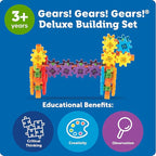 Learning Resources Gears! Gears! Gears! 100-Piece Deluxe Building Set - Ages 3+, Preschool Building Sets, Gears Toys for Kids, STEM Toys for Toddlers, Construction Toy Set