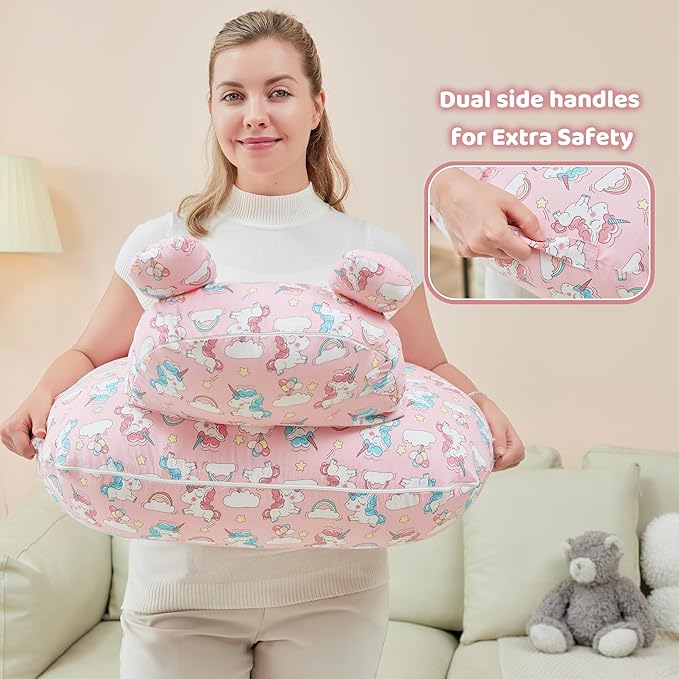 Nursing Pillow for Breastfeeding, Breast Feeding Pillow for Mom Support, Adjustable Waist Strap and Removable Cotton Cover, Unicorn