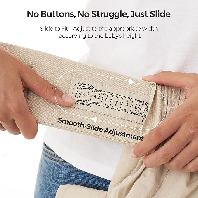 Momcozy Newborn Carrier WeeSnug- Lightweight and Cozy Comfort for 7-25 lbs, Ergonomic Cross-Back Support, Effortless to Put On, Hands-Free Baby Carrier with Lumbar Support, Khaki