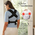 Momcozy Newborn Carrier WeeSnug- Lightweight and Cozy Comfort for 7-25 lbs, Ergonomic Cross-Back Support, Effortless to Put On, Hands-Free Baby Carrier with Lumbar Support, Black