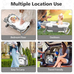 Collapsible Baby Bathtub for Newborns with Thermometer and Soft Floating Cushion Portable and Foldable Travel Baby Boy Bath Tub for Infants to Toddler 0-36 Month (Grey)