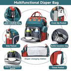 Diaper Bag Backpack Diaper Bag Multifunctional Waterproof Diaper Bag with Changing Station Travel Backpack with Changing Pad, Pacifier Case & Stroller Straps(Multicolor)