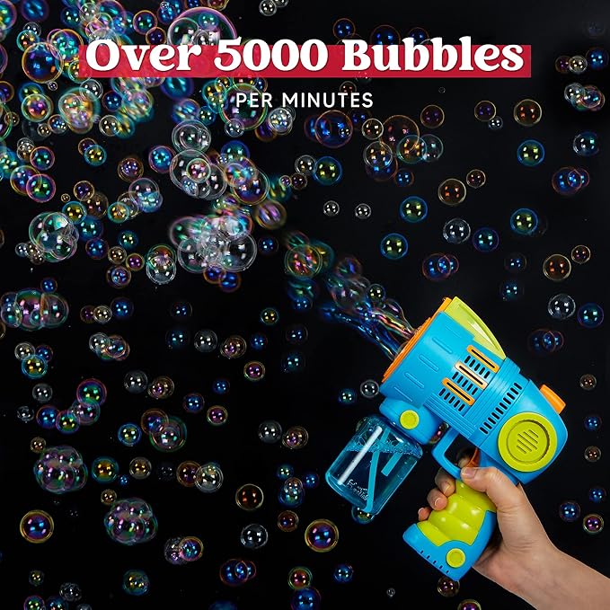 Sloosh 2 Packs Bubble Gun Machine with Refill Solution, Automatic Bubble Maker Blower for Kids, Outdoors, Party, Easter, Summer, Easter Basket Stuffers, Birthday Gift