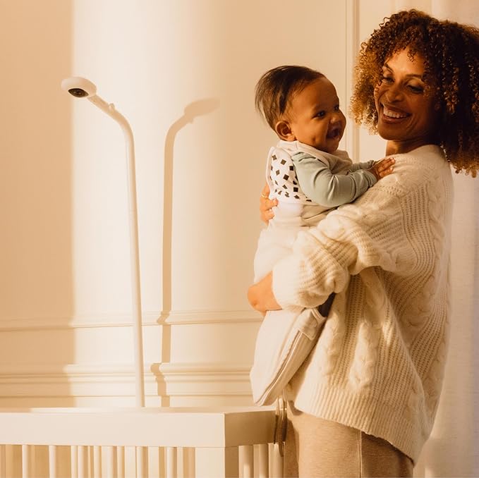 Nanit Essentials Smart Baby Monitor with Floor Stand – 1080p HD Wi-Fi Camera, Sensor-Free Breathing Monitoring, Sleep Tracking, Two-Way Audio, Night Vision, Motion & Cry Notifications, White