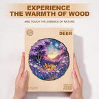 Jigfoxy Wooden Puzzles for Adults, Starry Night Fawn Wood Puzzles Adult, Unique Animal Shape Wooden Jigsaw Puzzles for Adults, Birthday Gifts for Puzzle Lovers, Family, Friend (S-8.5 * 8.5in-100pcs)