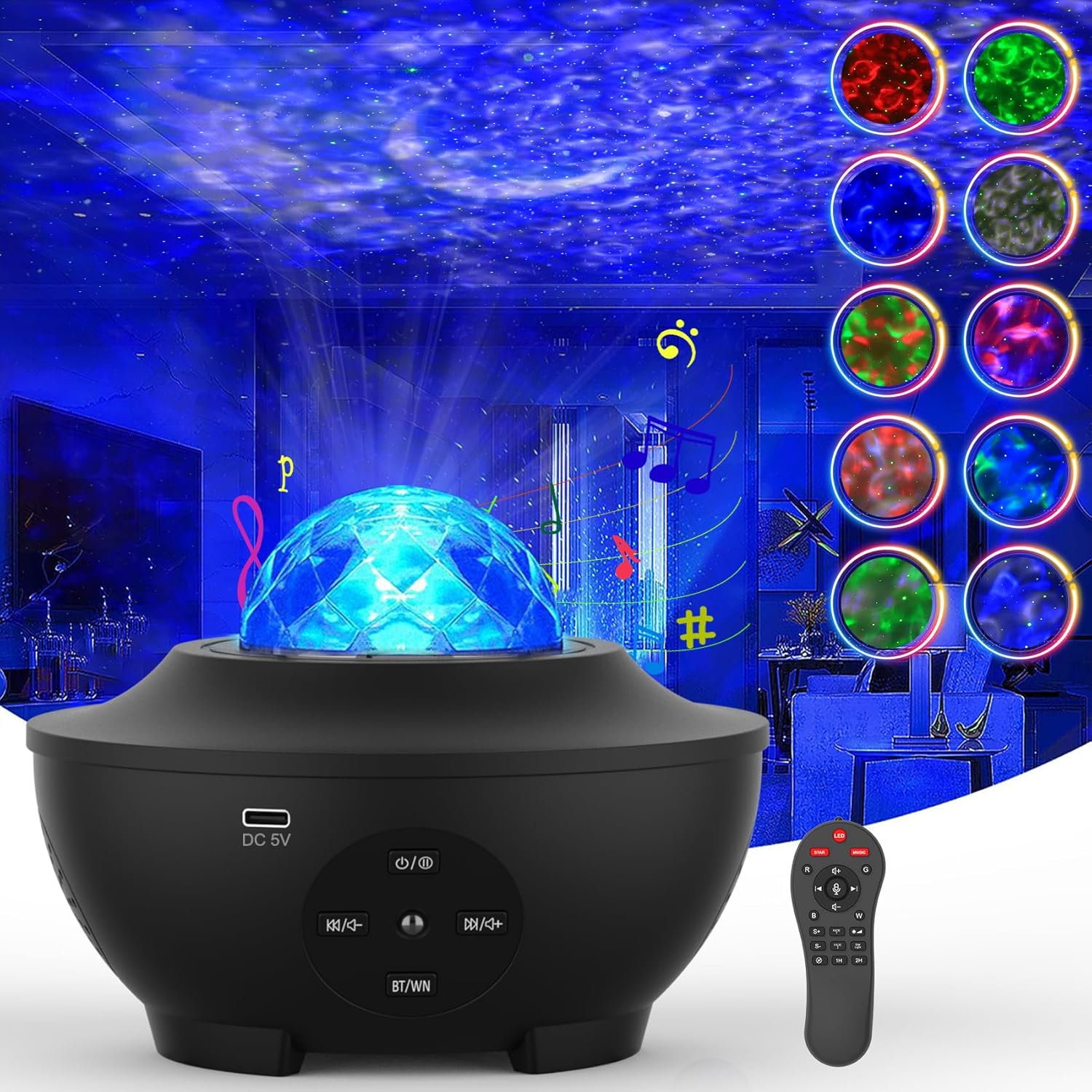Galaxy Projector,Star Projector for Bedroom,Night Lights with White Noise, Bluetooth Speaker,Timer and Remote,Star Night Light for Adults Bedroom Decoration,Gifts for Kids,Living Room Decor