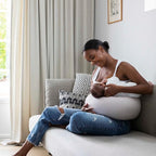 bbhugme Adjustable Nursing Pillow with Two Pink Melange Covers - Breastfeeding and Baby Support