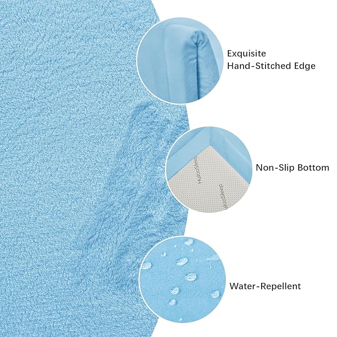 Baby Play Mat for Floor,1.3" Thick Memory foam Tummy Time Mat,Soft Coral Velvet Nursery Rug for Toddlers,Infants,kids,Extra Large Non Slip for Crawling,Tatami Style(Light Blue)