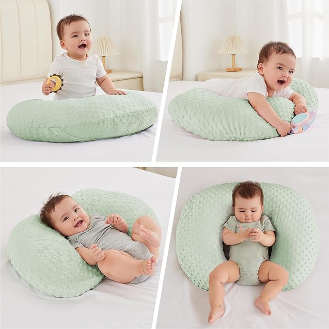 Nursing Pillow for Bottle and Breastfeeding, Ergonomic Comfort Nursing Essentials for Mom and Baby, Feeding Support Pillow with Removable Cover, Easier and Healthier Nursing (Green)