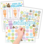 Hadley Designs Potty Training Chart for Toddlers Boys -10 Sticker Potty Chart for Toddlers Girls, 8.5x11" Potty Training Sticker Charts for Toilet Success, Pastel Toddler Reward Chart for Kids