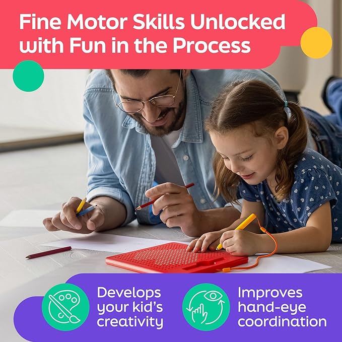 Magnetic Drawing Board for Kids & Toddlers with Beads and Magnet Stylus Pen - Magnetic Tablet Toy for Airplane & Car Ride Activities for Kids