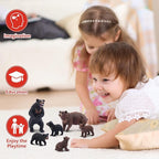 Toymany 6PCS Bear Figurines, Realistic Forest Animals Bear Family Figures Toy Set Includes Brown Bears Black Bears and Cubs, Education Toy Birthday for Kids Toddlers