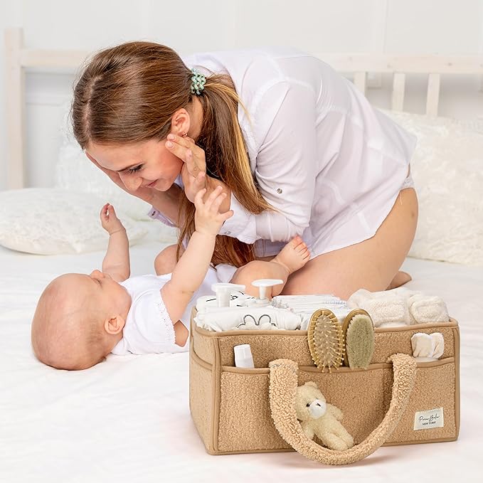PeraBella Diaper Caddy Organizer for Changing Table, Storage Basket for Wipes, Gift for Baby Shower, Car Organizer, Nursery Organizer, Portable Storage