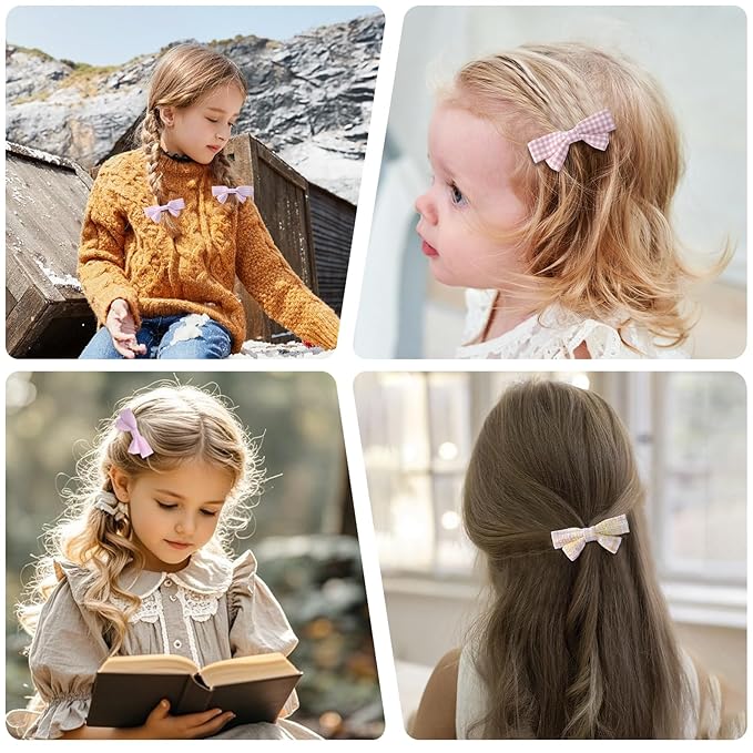 20pcs small red & pink hair bows for girls.Cute baby hair bows,Non-slip alligator hair clips.Toddlers bow clips,Handmade hair accessories for little girls gift set.