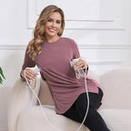 GINKANA Women's Nursing Shirts Long Sleeve 3 Packs Hidden Zipper Breastfeeding Pumping Tops Side Split Maternity Clothes