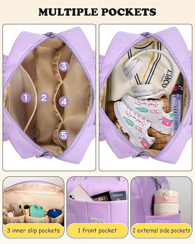 Birthday Gift for Women Girl-Initial Duffle Bag, Carry On Bags for Women，Overnight Bag with Wet Pocket，Lightweight Travel Bags Personalized Gym Tote with Makeup Pouch