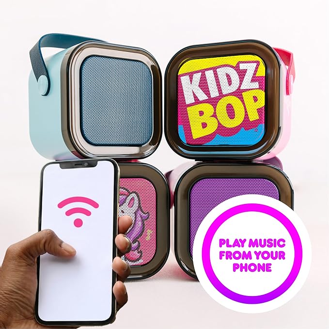Move2Play, Kidz Bop Mini Karaoke Machine for Kids | Official Kidz Bop Merchandise | 2 Microphones | Connect with Bluetooth | 3, 4, 5, 6, 7+ Year Old Gift | Toy for Girls, Boys, & Toddler