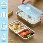 4 Set Reusable Snack Containers with Lids,2 Single and 2 Double Compartment Stainless Steel Snack Food Containers,for Snacks Dips Travel and Outdoor
