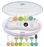 Rechargeable 22 in 1 Baby Nail Trimmer, Usage Labeled Case, 13 Extra Replacement Tools, Royal Angels Electric Nail File with LCD display, Newborn Toddler Nail Care Clipper Kit (Rechargeable,WhiteBlue)