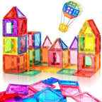 Magnetic Tiles Building Blocks for 3 4 5 6 7 8+ Years Old Boys Girls Colorful Magnet Stacking Toys Birthday Gift for Toddlers STEM Preschool Educational Construction Tiles Set
