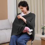 Nursing Cover for Breastfeeding, 360°Full Coverage Nursing Poncho, Rayon Soft & Breathable Breastfeeding Cover up (Smooth Rayon, Black)