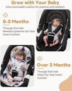 Infant Car Seat Insert with Removable Cushion for Baby Preemie Newborn Infant, Reversible carseat Insert Head Body Support Fits for Stroller, Baby Swing, Rocker, Bouncer, Bassinet - Black