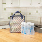 Dr. Brown's Fold & Freeze Bottle Tote, Travel Baby Bottle Insulated Cooler Bag, Store Up to 6 Baby Bottles, Geometric Multicolor, BPA Free