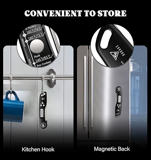 DOQAUS Digital Meat Thermometer, Instant Read Food Thermometers for Cooking, Kitchen Probe with Backlit & Reversible Display, Wide Temperature Range for Turkey, Grill, BBQ, Baking, Bread, Sourdough