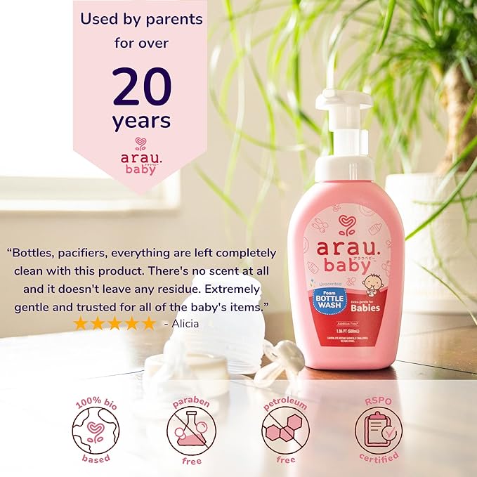 Unscented Foam Bottle Wash Refill, Natural Plant Based Baby Bottle & Dish Soap, No Artificial Fragrance or Additives, Gentle for Washing Bottles, Pacifiers and Toys, Easy Rinse, 15.21 Fl Oz