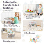 KOTEK 16 in 1 Convertible High Chair, Baby Highchair & Activity Center with Toys, Booster Seat, Building Block Table, Toddler Chair with 5-Point Harness, Removable Tray & Cushion (Gray)