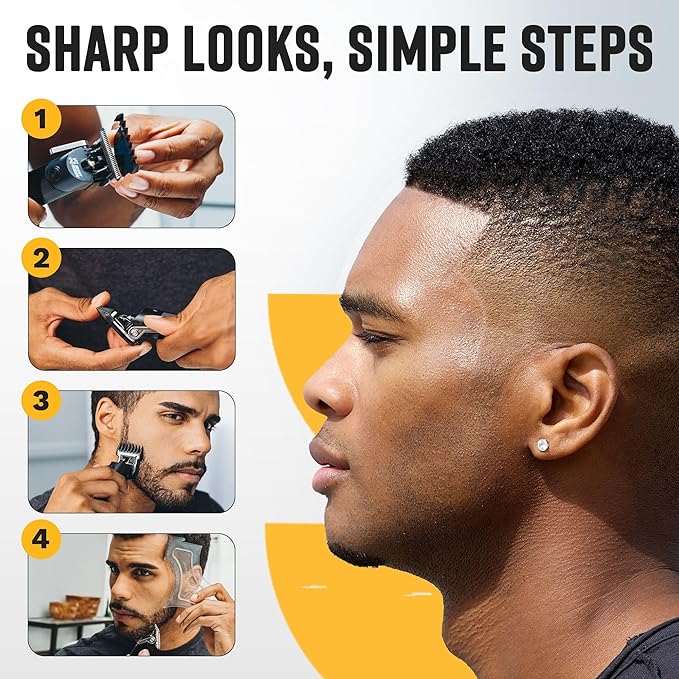 The Cut Buddy Clipper & Grooming Set, Cordless Hair & Beard Trimmer with Ceramic & Titanium Blades, 7 Guards, Waterproof, Beginner Kit