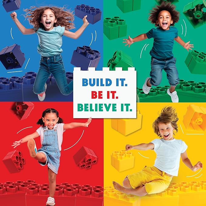 Big Blocks for Kids Ages 4-8 — Indoor & Outdoor Blocks Kids Games — Blue Large Building Blocks - 48 pc