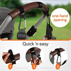 Baby Uma Stroller Hooks for Bags (2 Pack) - Universal Stroller Clips and Hooks, Non-Slip with One-Hand Opening, 11 lb Weight Capacity, Baby Travel Essential