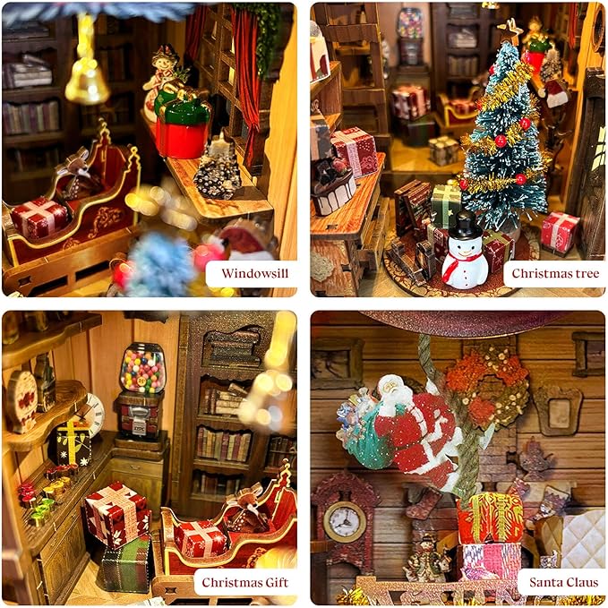 Miniature Book Nook Kit Christmas Book Nooks for Adults, Christmas Tiny House Book Nook Winter Christmas Kit, DIY 3D Puzzle Christmas House (Jingle Cabin)