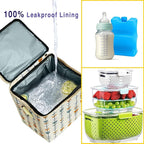 Breastmilk Cooler Bag with Ice Pack Fits 4 Baby Bottles Up to 9 Ounce Insulated Baby Bottle Bag Breast Milk Cooler on The Go with Strap Baby Bottle Cooler Bag for Nursing Mom Daycare or Travel